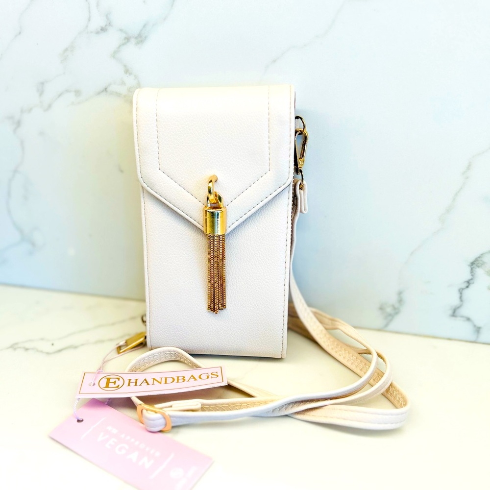 NWT Cream crossbody vegan phone purse